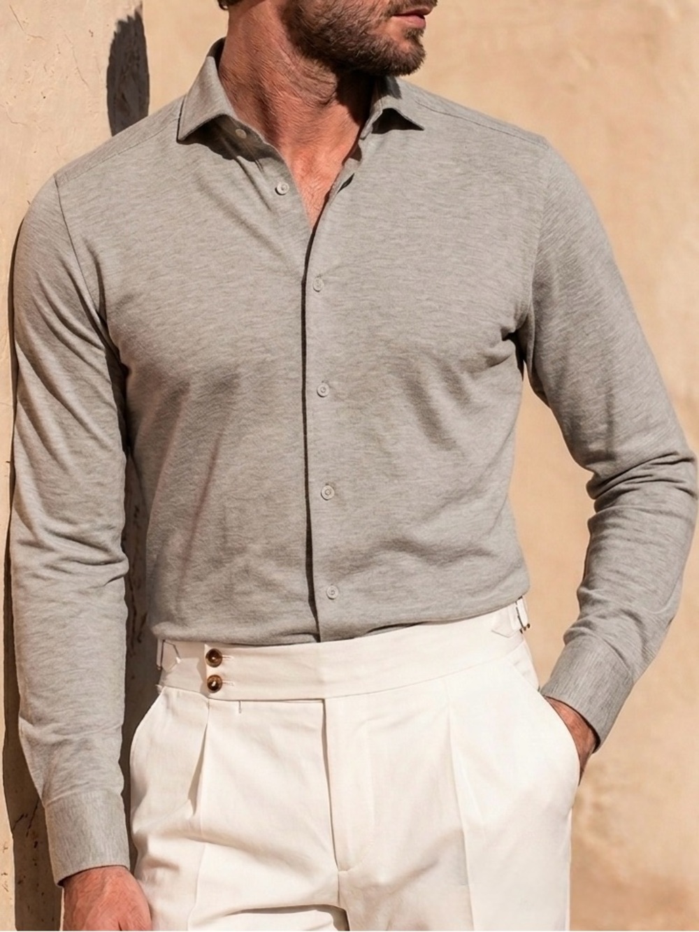 Reiss Light Gray Men's Casual Button-Down Shirt